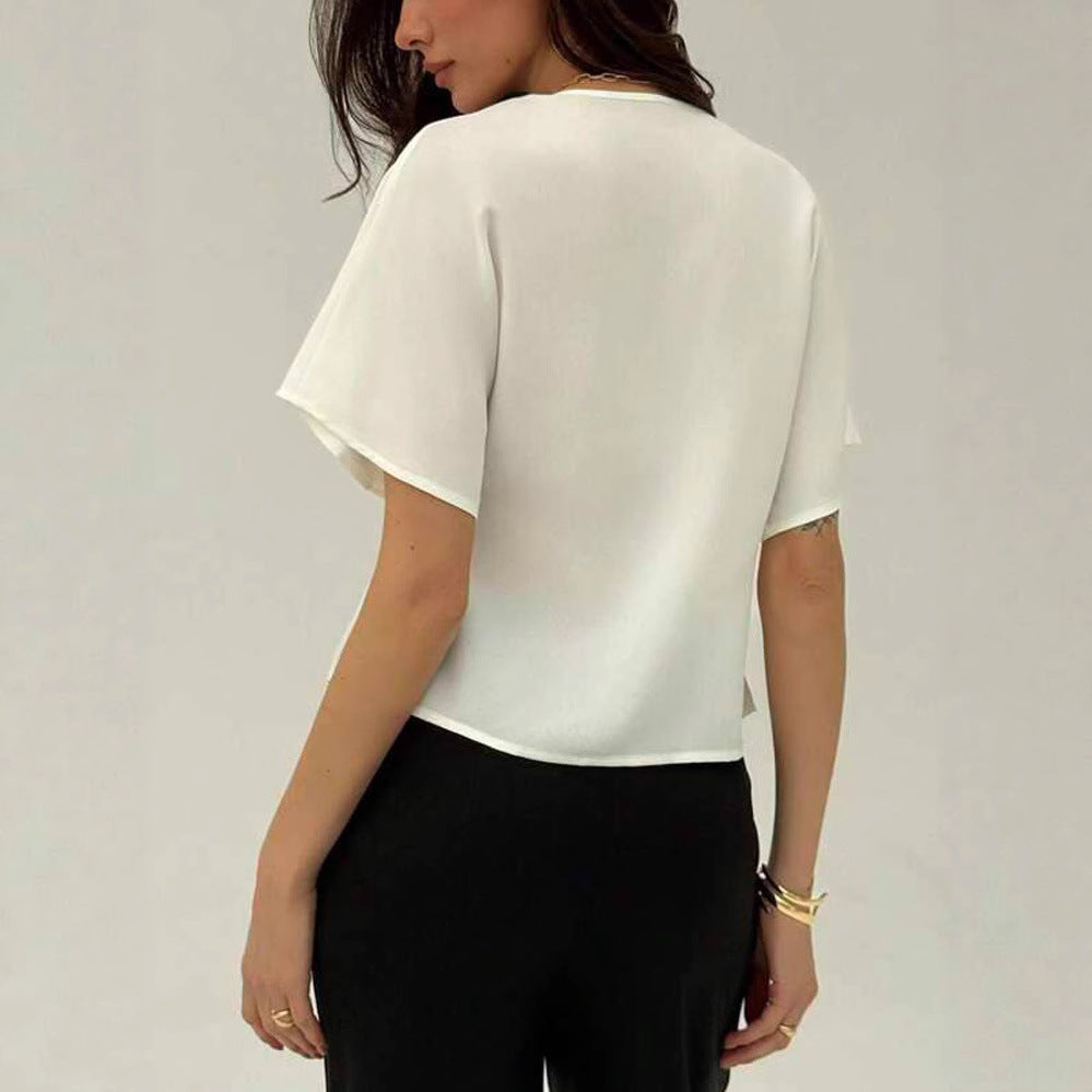 Crisp Button-Up Short-Sleeve Work Shirt