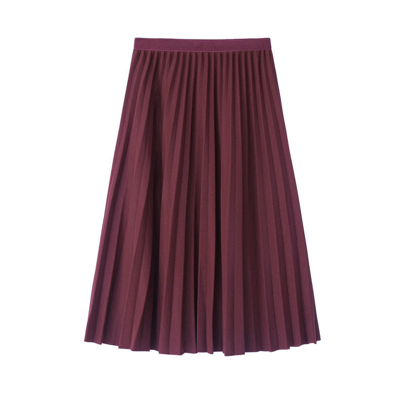 Solid-Color Pleated Mini Skirt — One Size