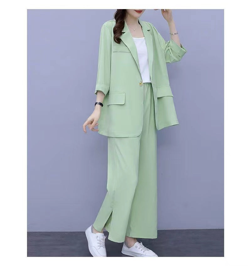 Long Sleeve Casual Suit Jacket & Pants Two-Piece Set