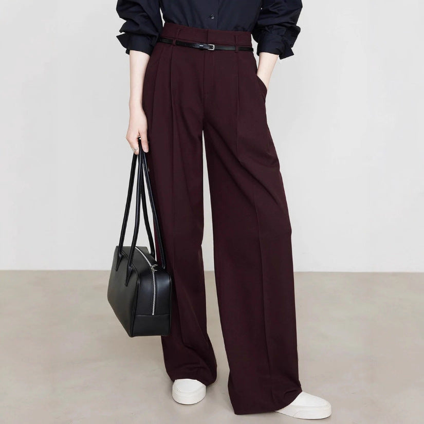 High-Waist Straight-Leg Drape Suit Pants