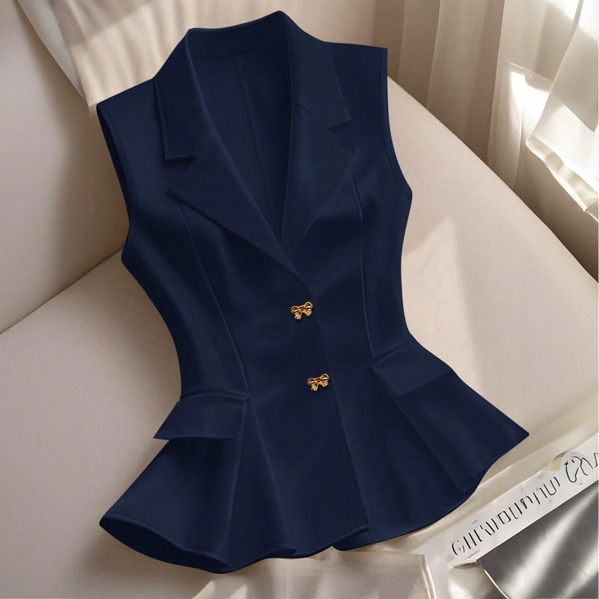 Tailored Ruffle-Hem Sleeveless Vest Top