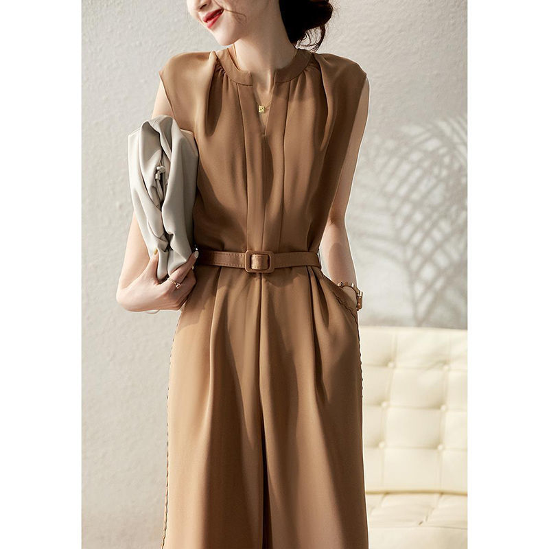High-Waist Slimming Solid Color Jumpsuit