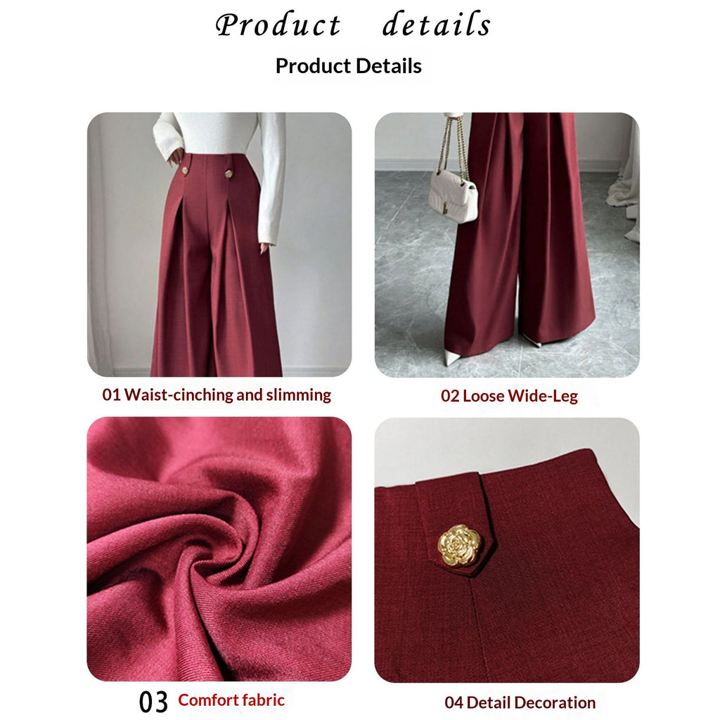 High-Waist Pleated Wide-Leg Trousers