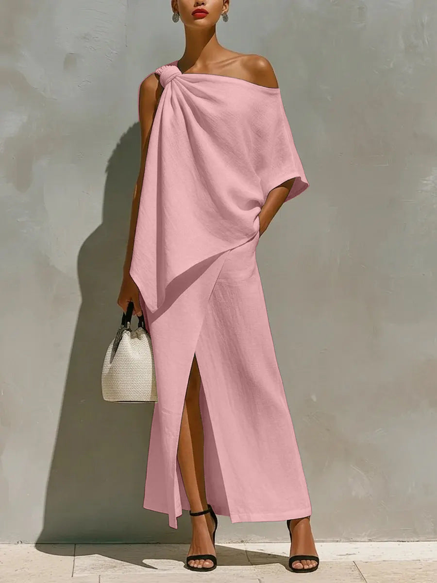 Off-Shoulder Top & Midi Skirt Two-Piece Set