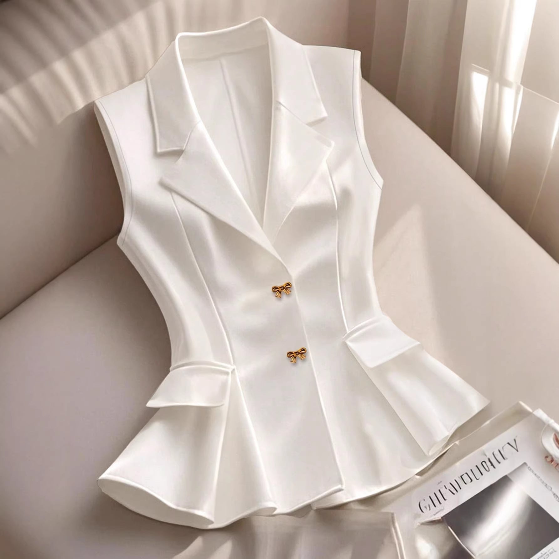 Tailored Ruffle-Hem Sleeveless Vest Top
