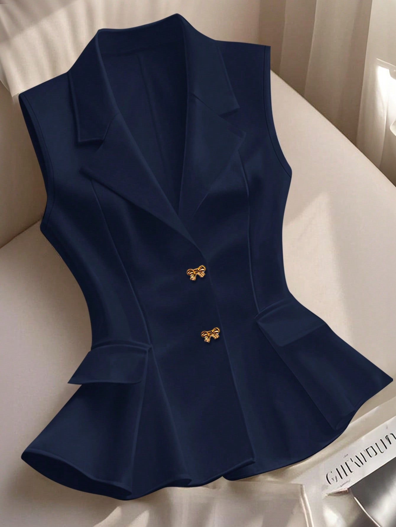 Tailored Ruffle-Hem Sleeveless Vest Top