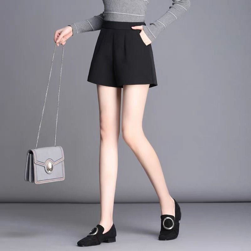 Plus Size High-Waist A-Line Wide-Leg Shorts