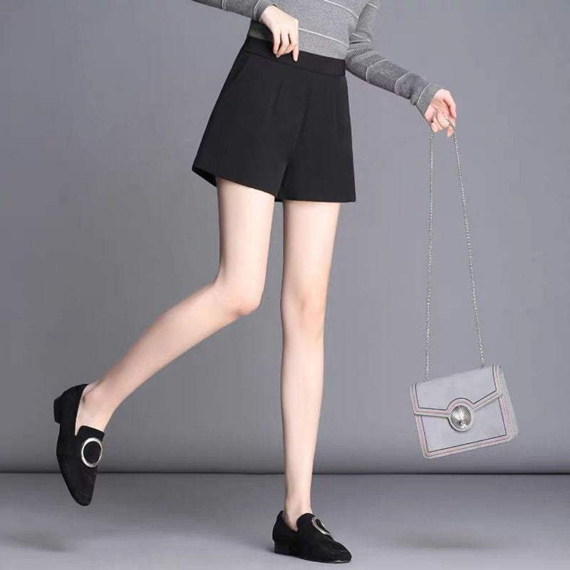 Plus Size High-Waist A-Line Wide-Leg Shorts