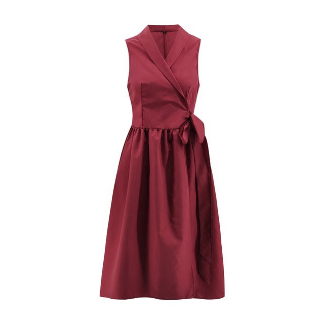 Casual Sleeveless Belted Midi Dress