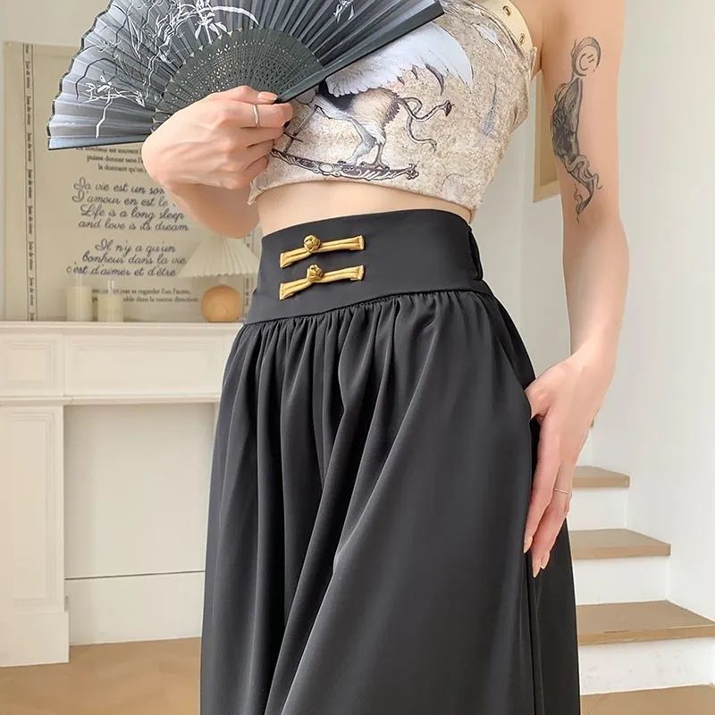 High-Waist Wide-Leg Ice Silk Pants