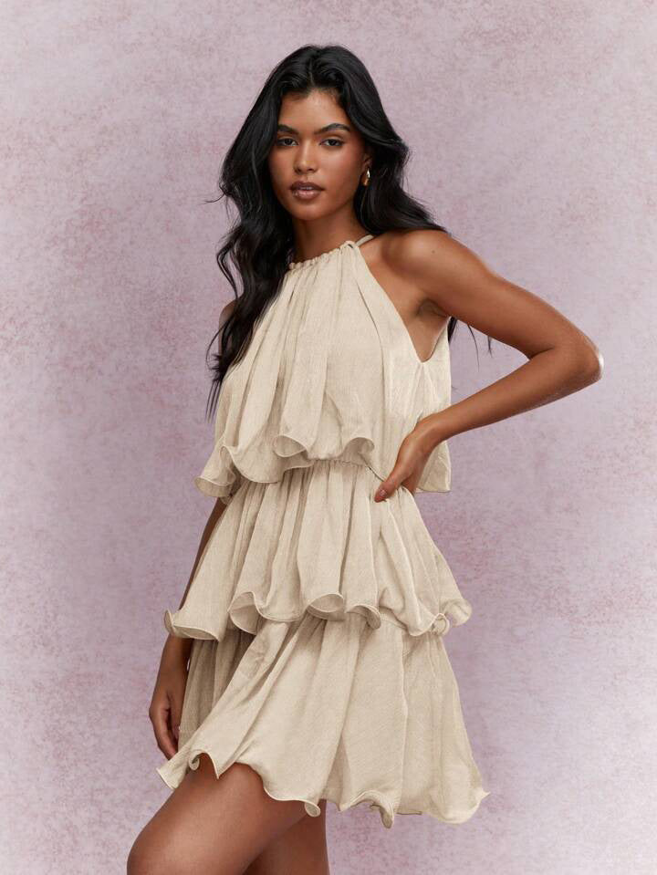 Dreamy Ruffle-Hem Halter Midi Dress