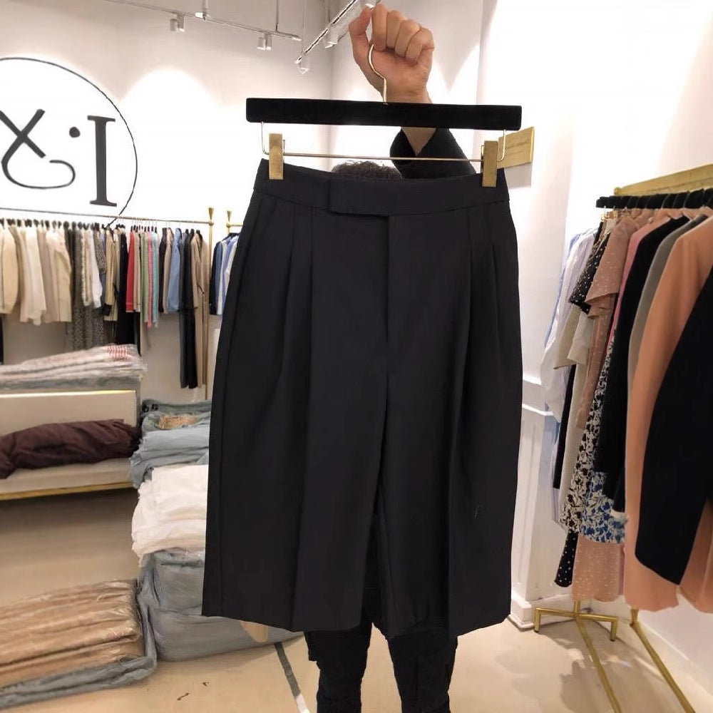 High-Waist Drawstring Wide-Leg Straight Pants