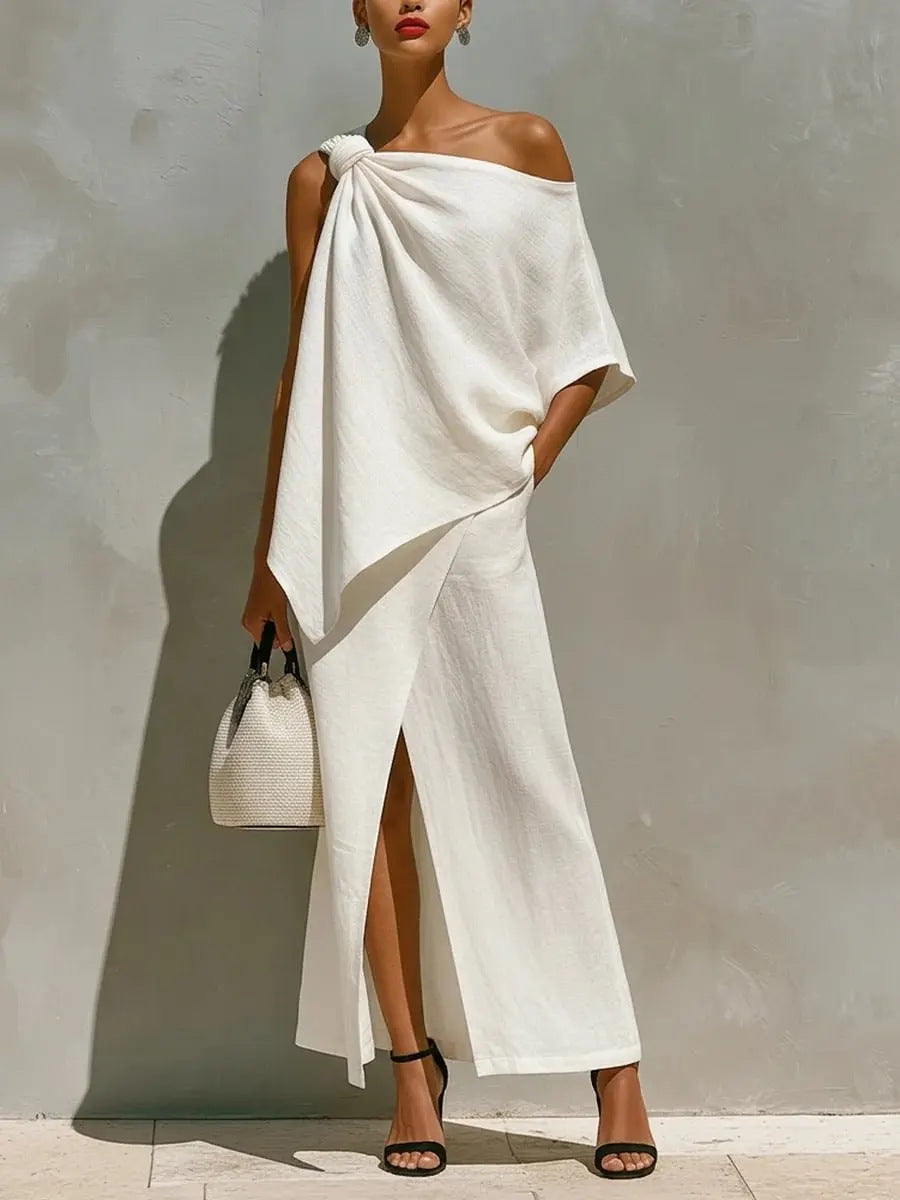 Off-Shoulder Top & Midi Skirt Two-Piece Set