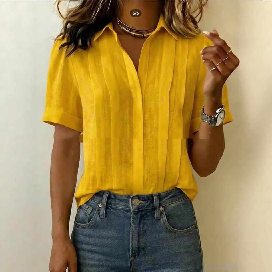 Breezy Pleated Cotton Shirt
