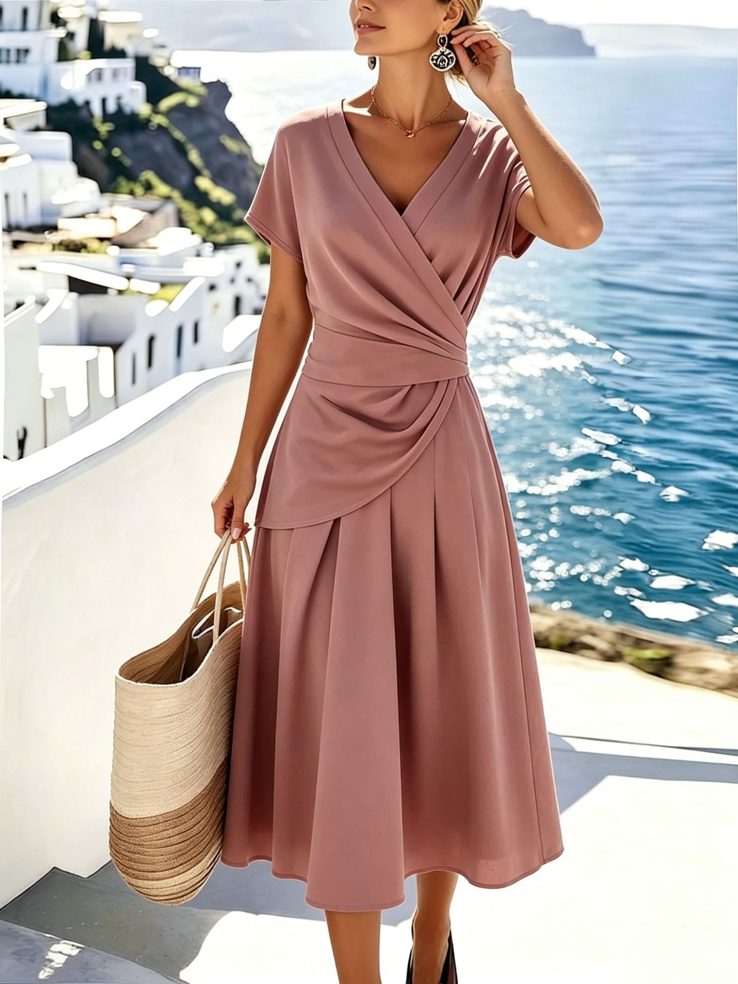 Sweet V-Neck Tee & Midi Skirt Co-ord Set