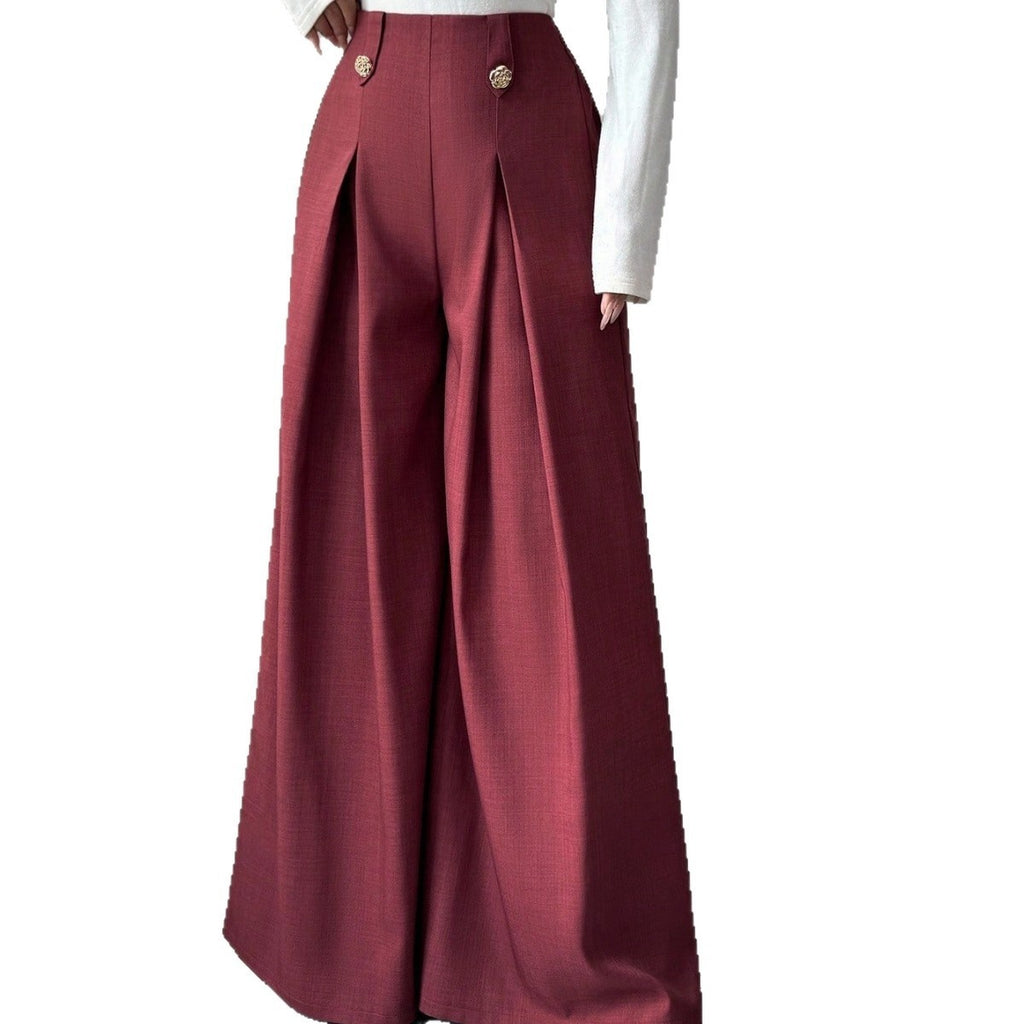 High-Waist Pleated Wide-Leg Trousers