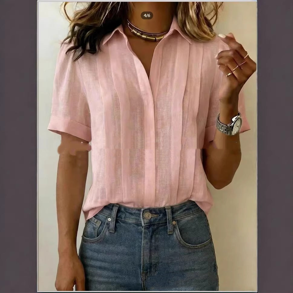 Breezy Pleated Cotton Shirt