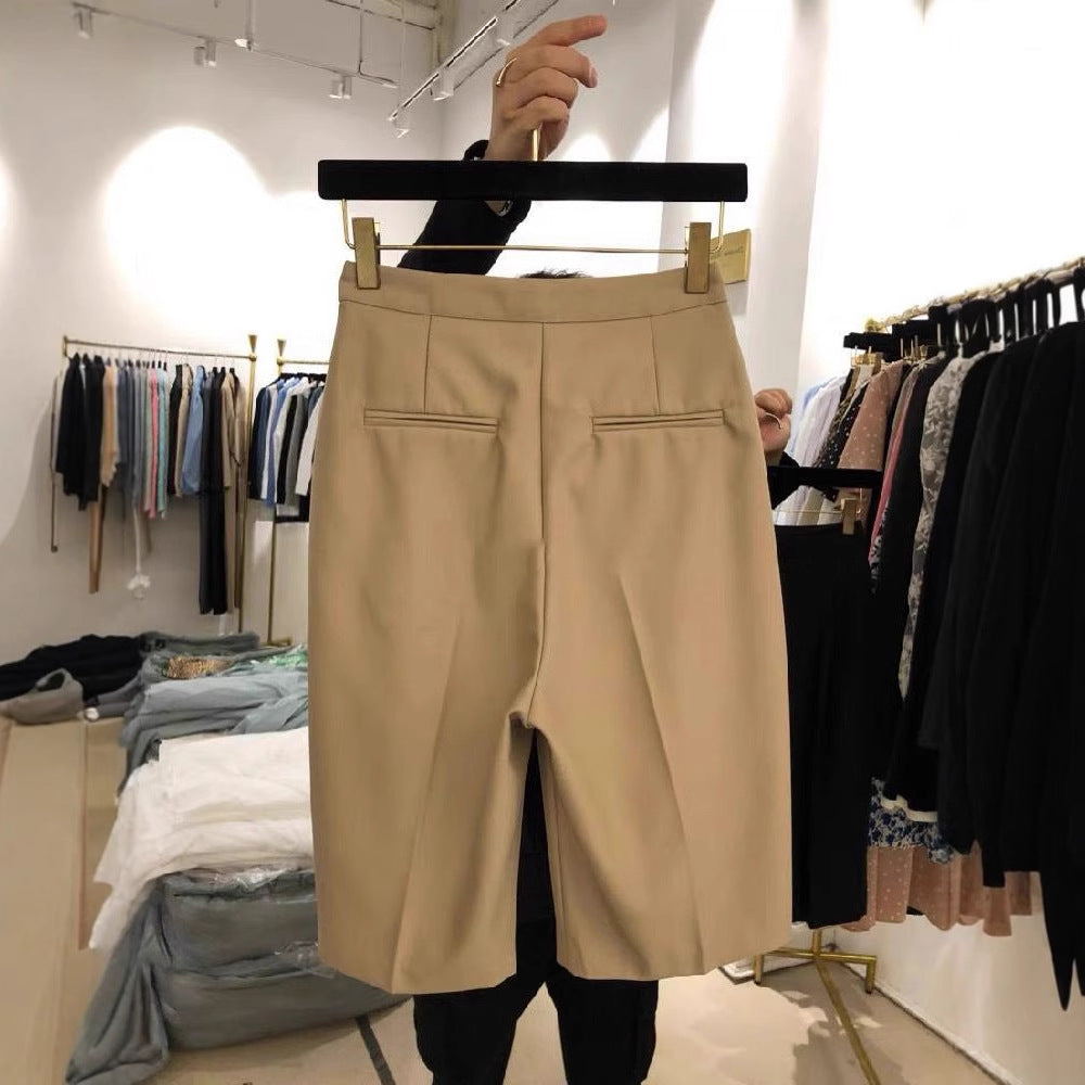 High-Waist Drawstring Wide-Leg Straight Pants