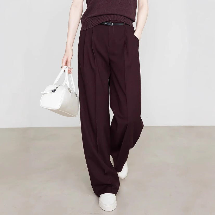 High-Waist Straight-Leg Drape Suit Pants