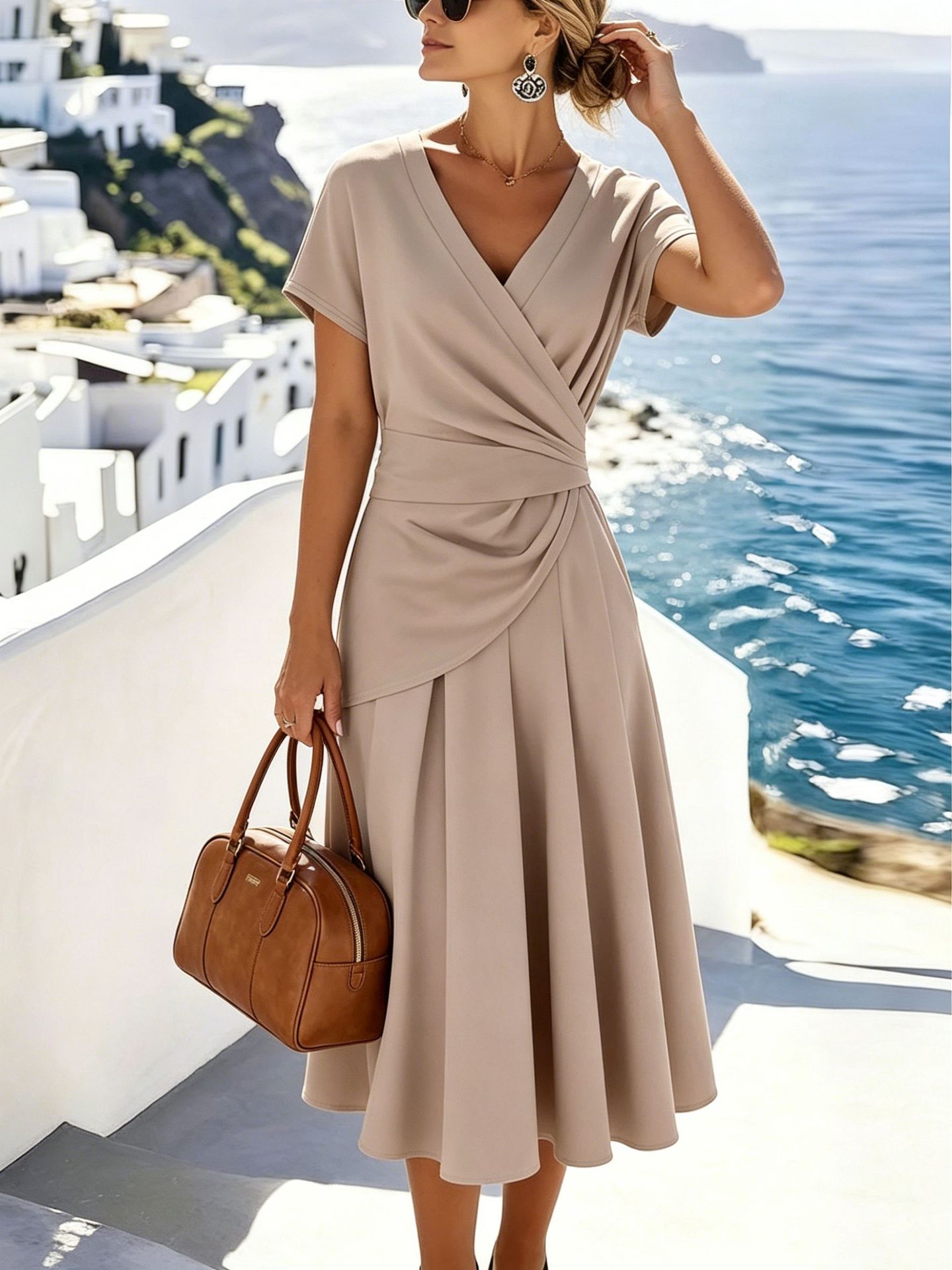 Sweet V-Neck Tee & Midi Skirt Co-ord Set