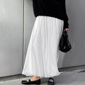 White Satin Pleated High-Waist Maxi Skirt