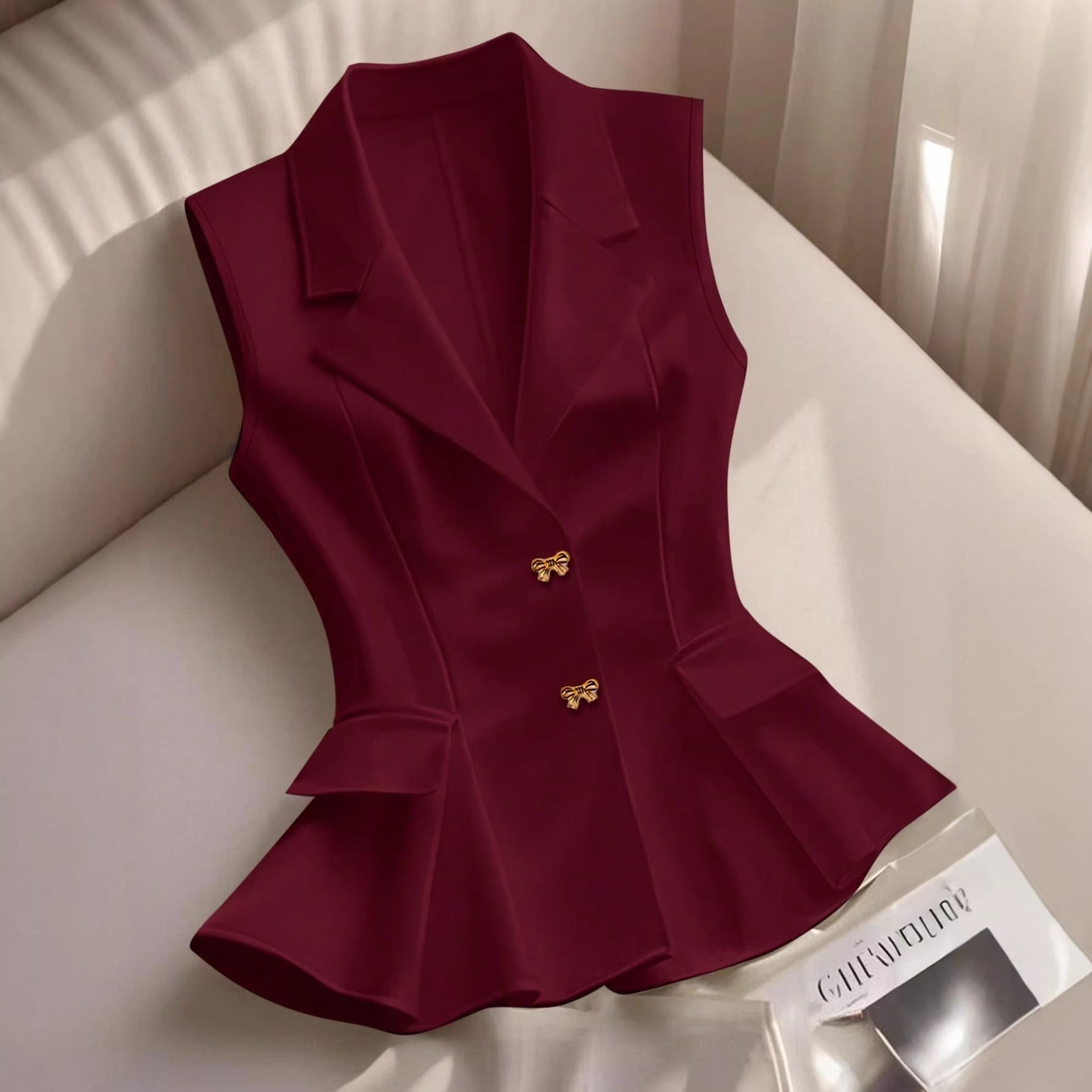 Tailored Ruffle-Hem Sleeveless Vest Top
