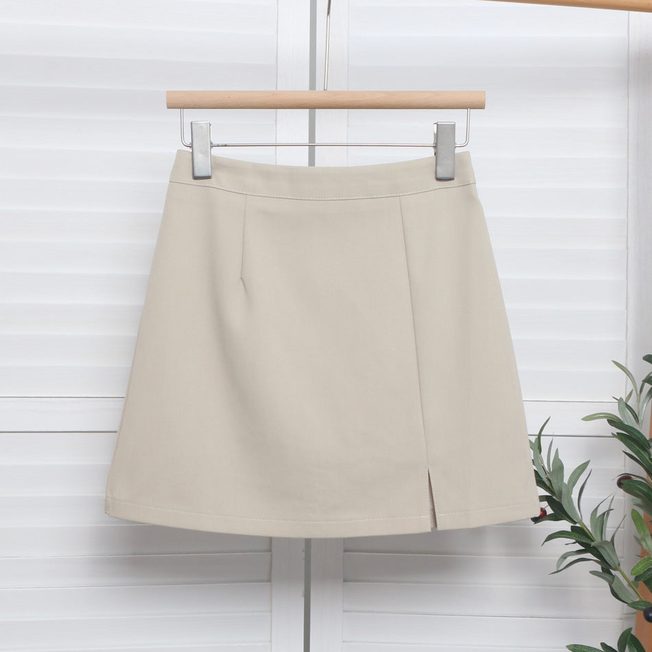 High-Waist Slit A-Line Mini Skirt