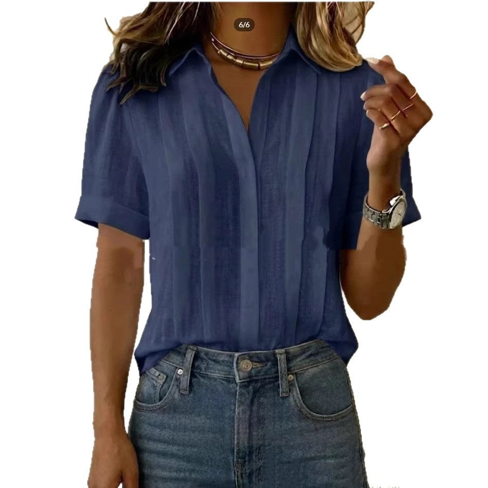 Breezy Pleated Cotton Shirt