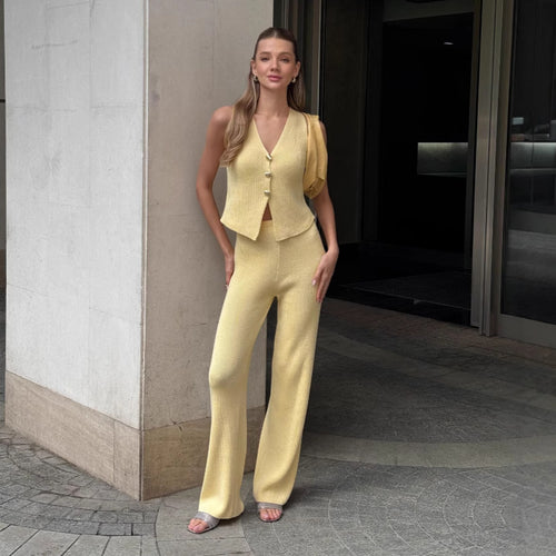 Bohemian Sleeveless Top & Wide-Leg Pants Set