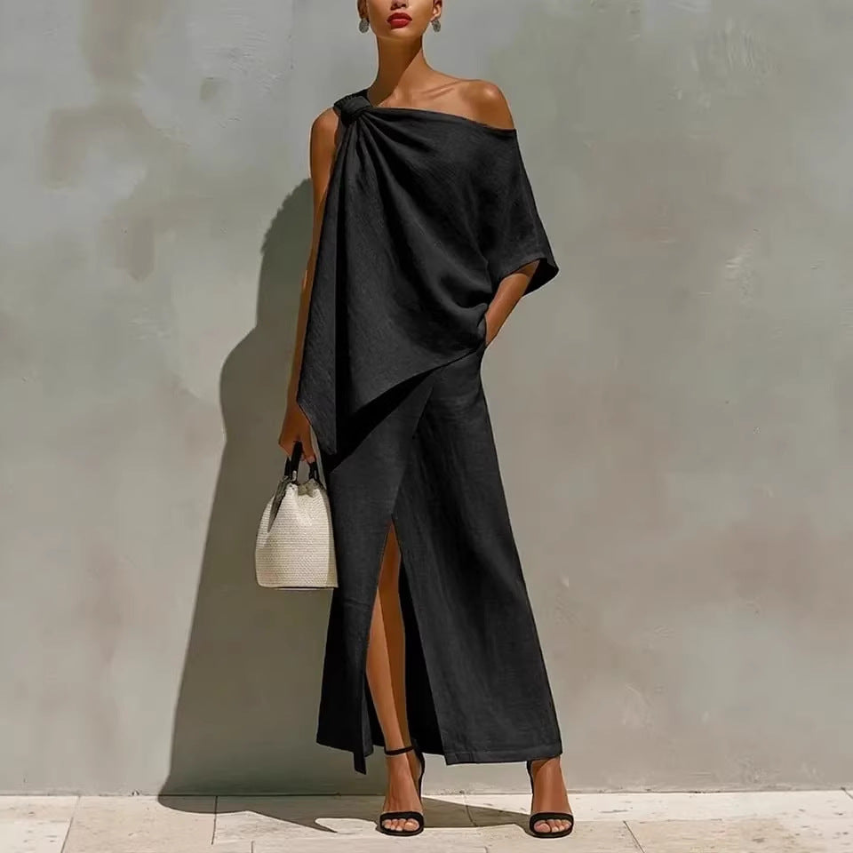 Off-Shoulder Top & Midi Skirt Two-Piece Set