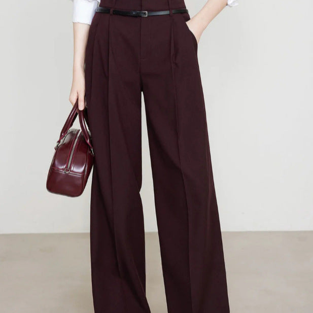 High-Waist Straight-Leg Drape Suit Pants