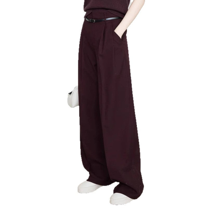 High-Waist Straight-Leg Drape Suit Pants