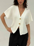 Crisp Button-Up Short-Sleeve Work Shirt