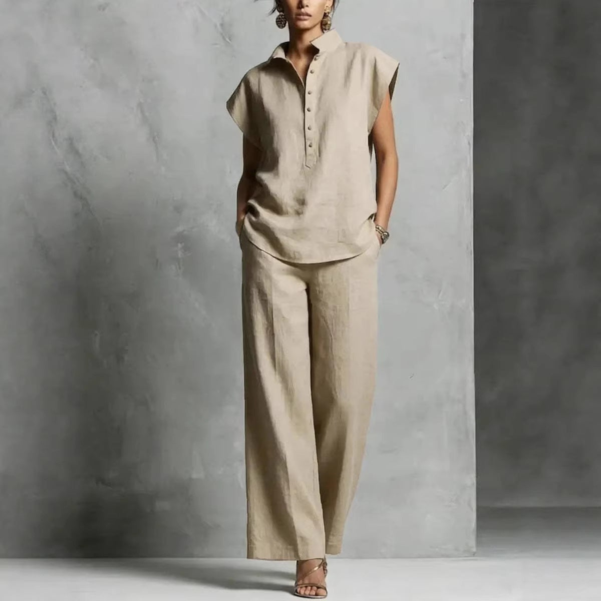 Women's Casual Cardigan & Wide-Leg Pants Set