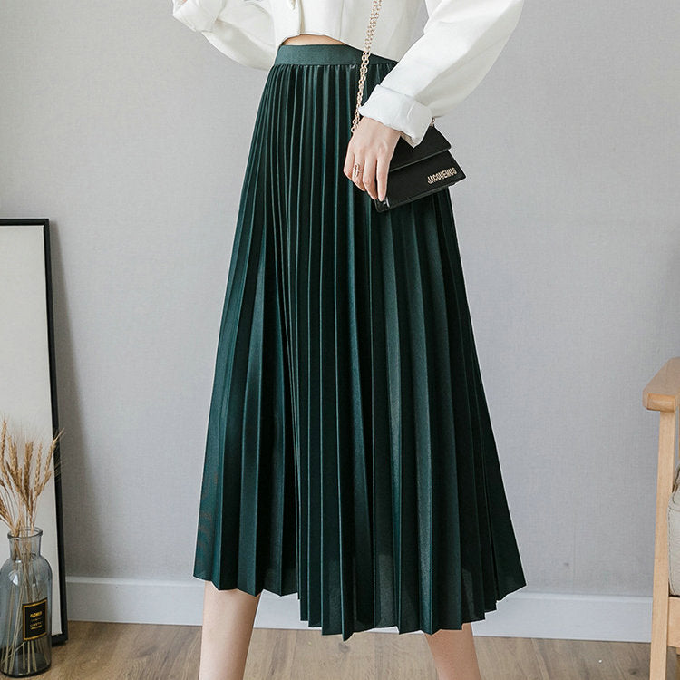 Solid-Color Pleated Mini Skirt — One Size