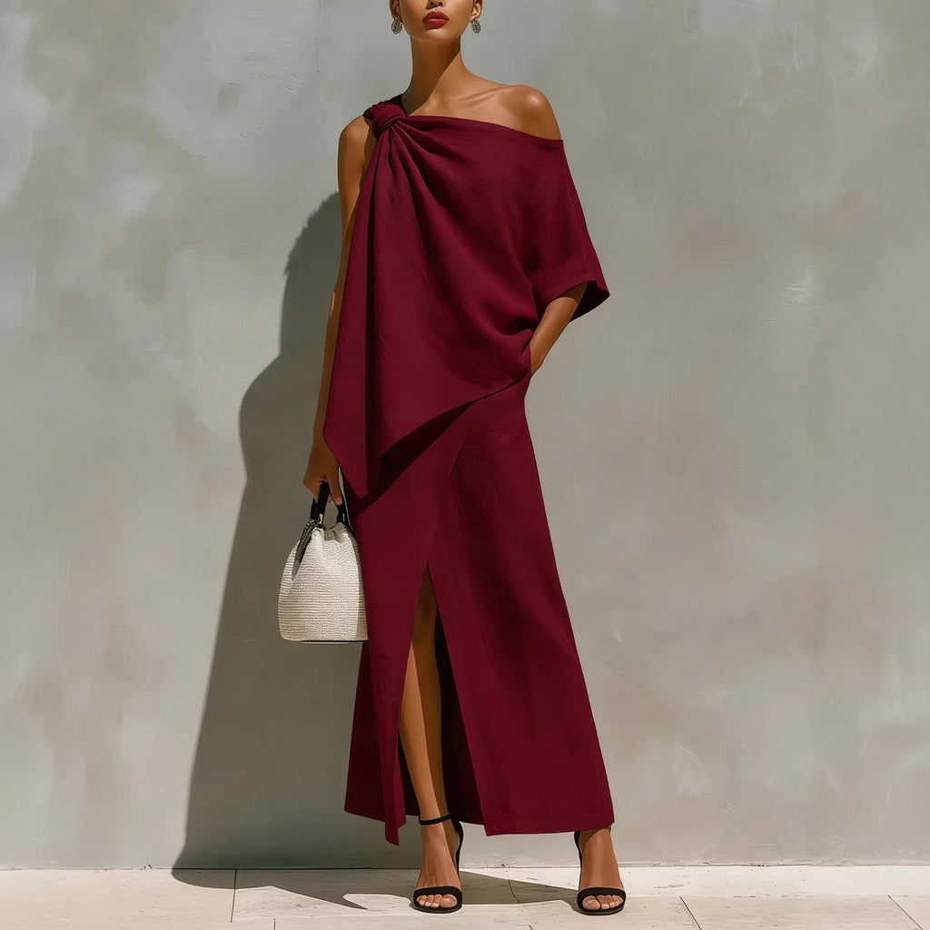 Off-Shoulder Top & Midi Skirt Two-Piece Set