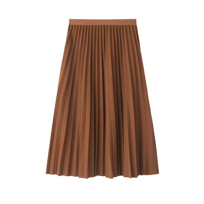 Solid-Color Pleated Mini Skirt — One Size