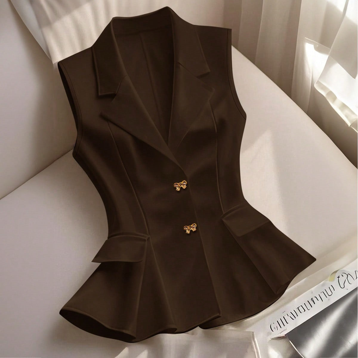 Tailored Ruffle-Hem Sleeveless Vest Top