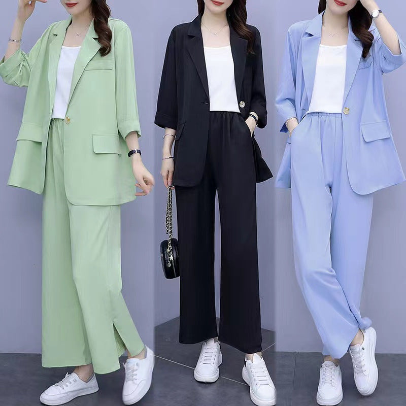 Long Sleeve Casual Suit Jacket & Pants Two-Piece Set