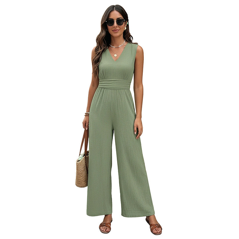 High-Waist Sleeveless Straight-Leg Cropped Jumpsuit