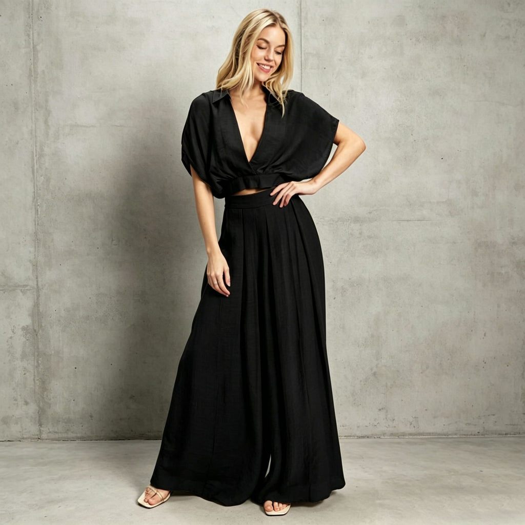 V-Neck Cardigan & Tank Top Loose-Fit Set