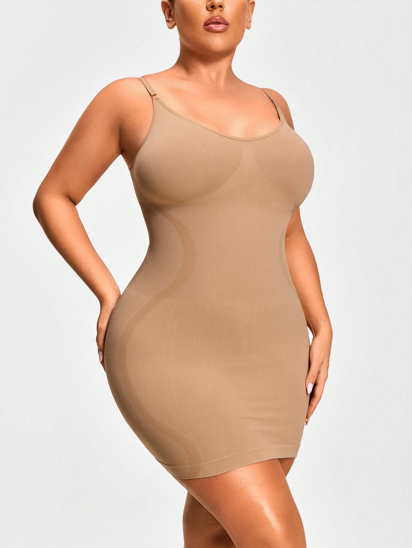 Firm Control Shapewear Slip Dress – Bust Support & Waist Curve Contour