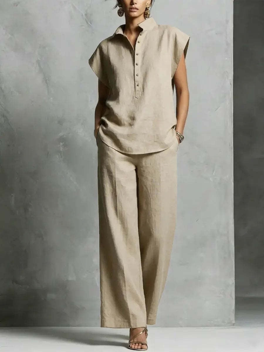 Women's Casual Cardigan & Wide-Leg Pants Set