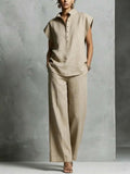 Women's Casual Cardigan & Wide-Leg Pants Set