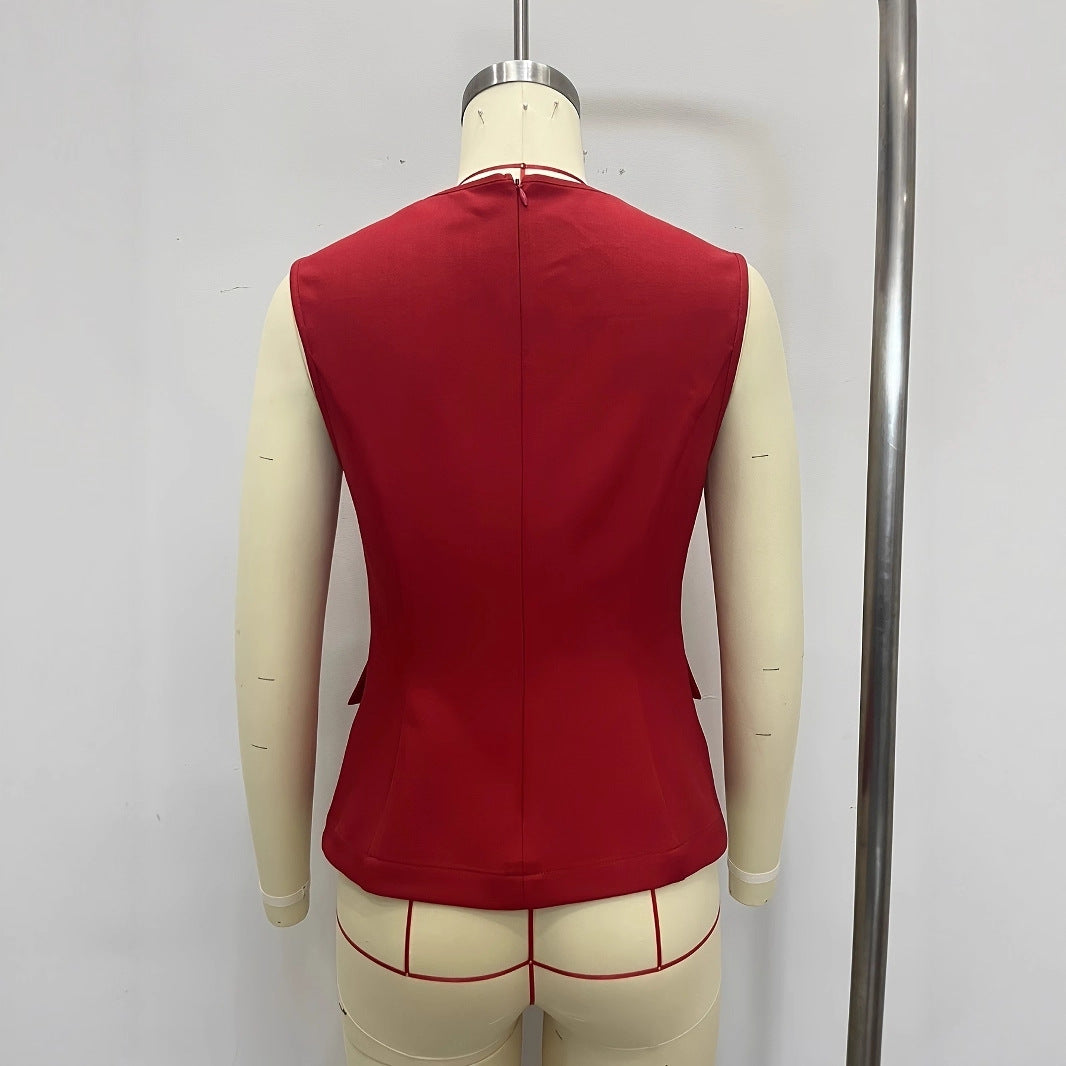 Parisian Vintage Square-Neck Button Vest