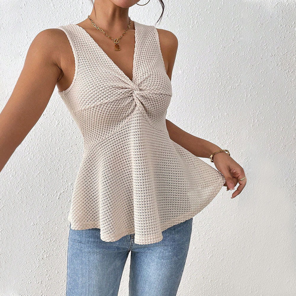 V-Neck Sleeveless Slim-Fit Elegant Top
