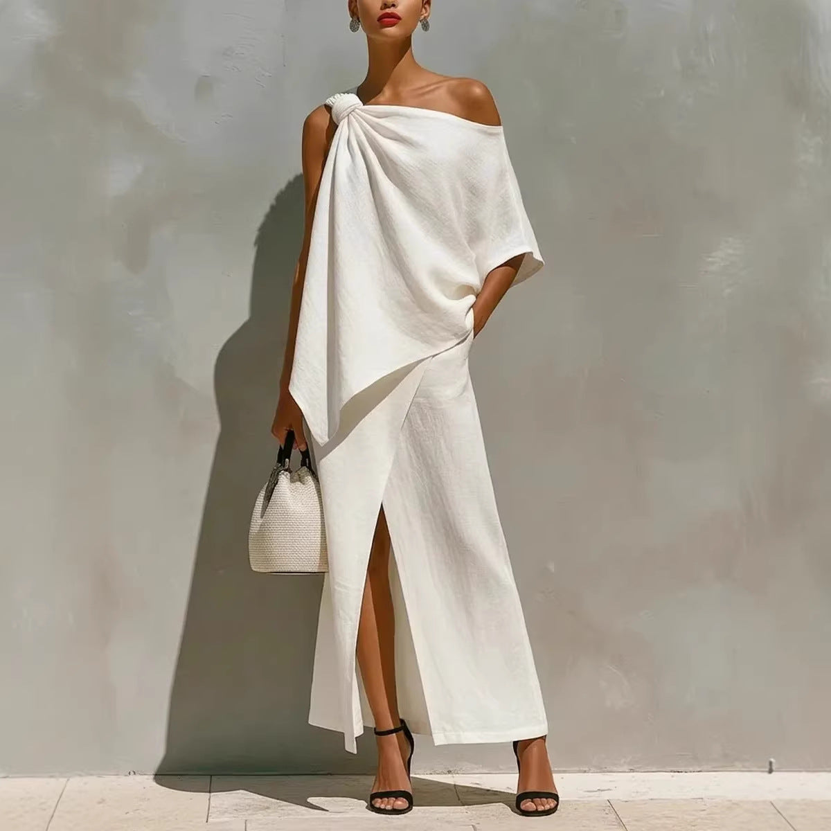 Off-Shoulder Top & Midi Skirt Two-Piece Set