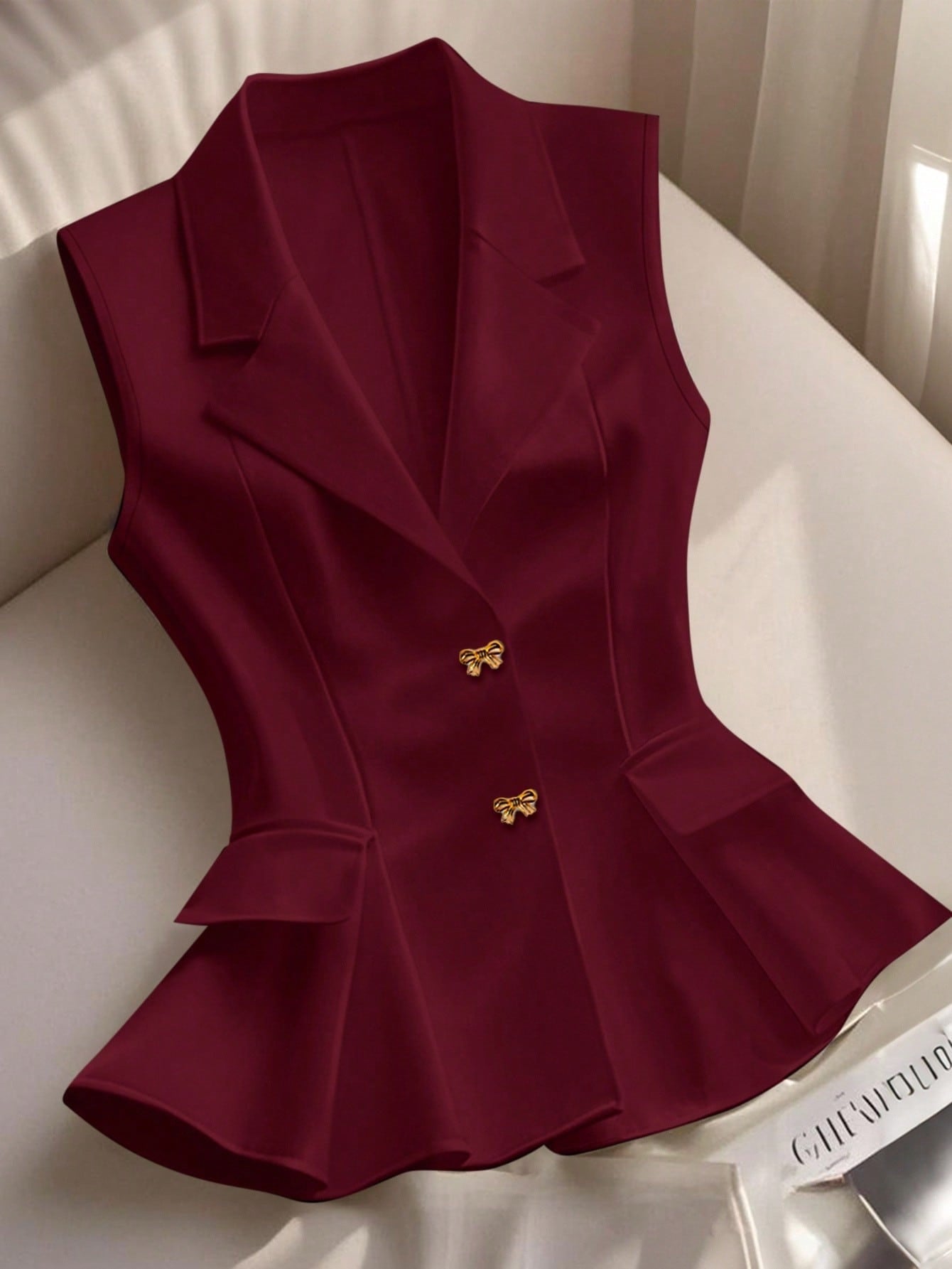 Tailored Ruffle-Hem Sleeveless Vest Top
