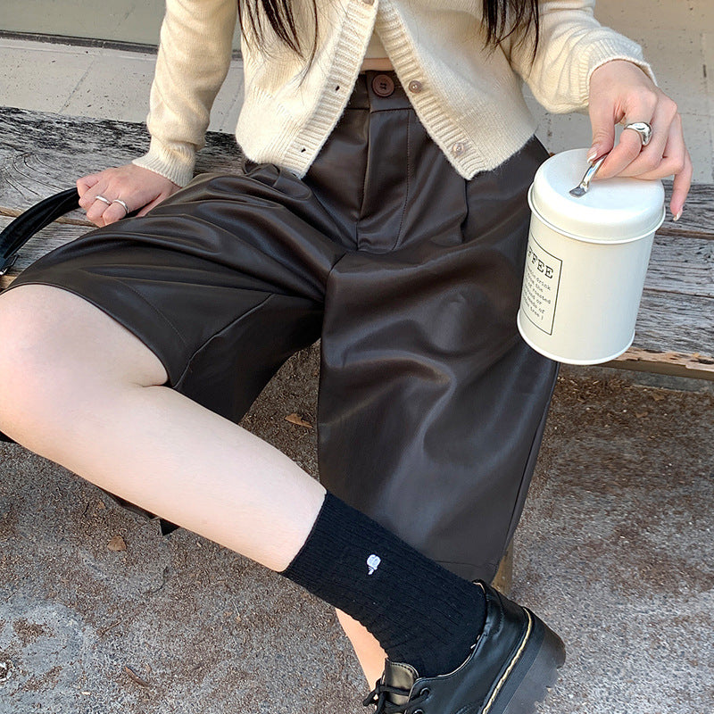 High-Waist Loose-Fit Casual Wide-Leg Shorts