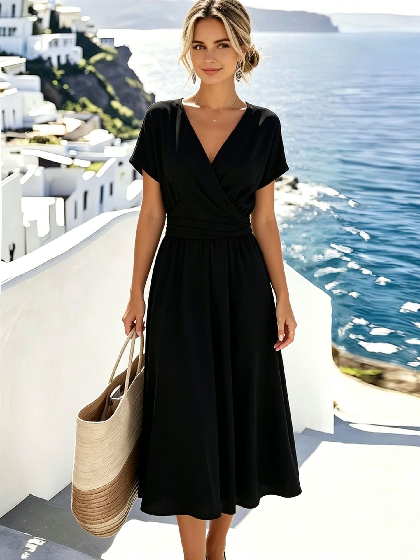 Sweet V-Neck Tee & Midi Skirt Co-ord Set